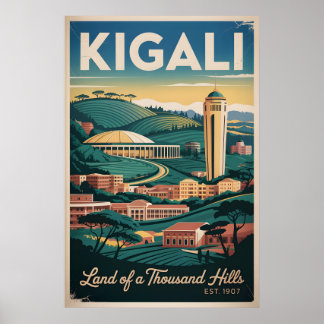 Kigali Ruanda Retro-Reiseplakat-Kunst Poster