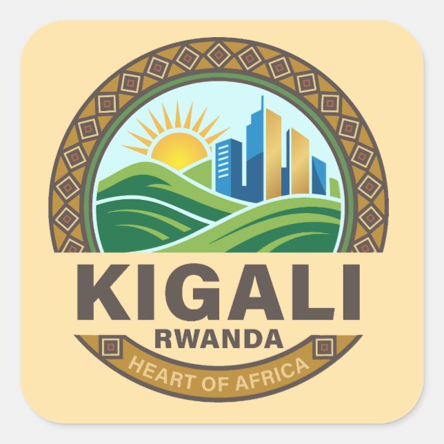 Kigali Rwanda Africa Quadratischer Aufkleber (Vorderseite)