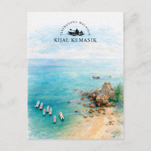 Kijal Kemasik Terengganu Malaysia   Aquarell Feiertagspostkarte