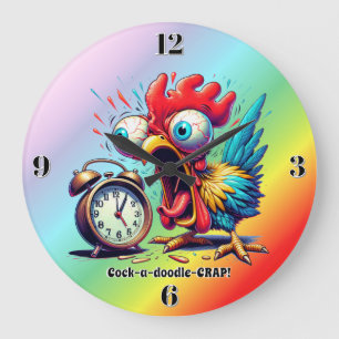 Kikeriki-SCHEISSE! Große Wanduhr