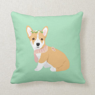 Kiki der hübsche Corgi mit rosa Schal Kissen