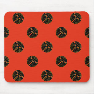 Kiku Chrysanthemum Mon Black Imitats Gold auf Rot. Mousepad