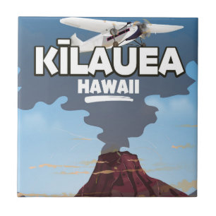 Kīlauea Hawaii Volcano Reiseplakat Fliese