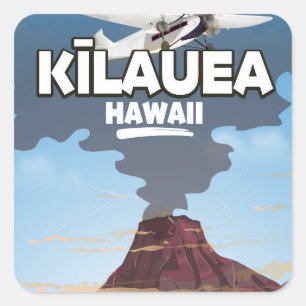 Kīlauea Hawaii Volcano Reiseplakat Quadratischer Aufkleber