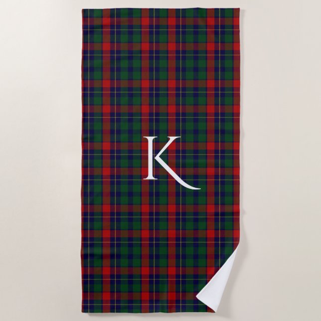 Kilgour Clan Tartan Kariert Monogram Beach Handtuc Strandtuch (Vorderseite)