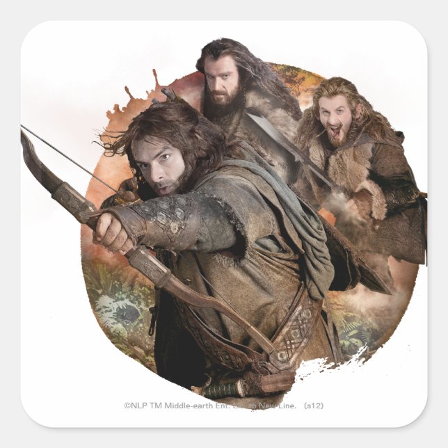 Kili, THORIN OAKENSHIELD™ und Fili Quadratischer Aufkleber (Vorderseite)