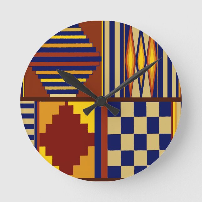 Kilim Prayer Rug Design Runde Wanduhr (Vorderseite)