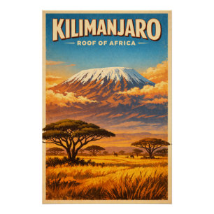 Kilimandscharo, Afrika, in klassischem Retro-Stil  Poster