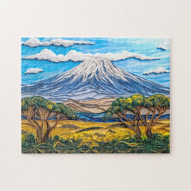 Kilimandscharo-Landschaft mit Zebrasavanne Puzzle (Horizontal)