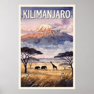 Kilimandscharo Tansania Vintage Reise Poster