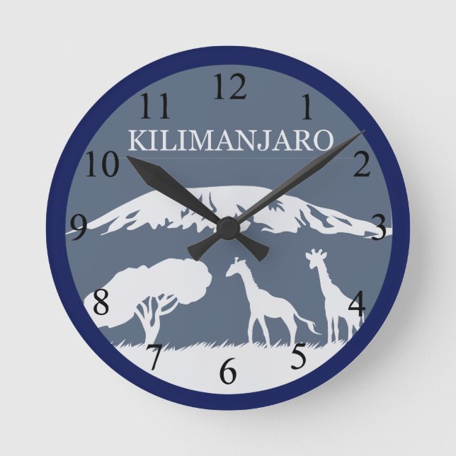Kilimanjaro (blau) runde wanduhr (Vorderseite)