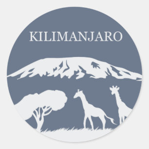 Kilimanjaro (blau) runder aufkleber