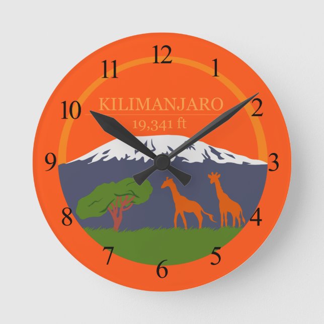 Kilimanjaro Höhe Runde Wanduhr (Vorderseite)