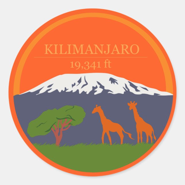 Kilimanjaro Höhe Runder Aufkleber (Vorderseite)