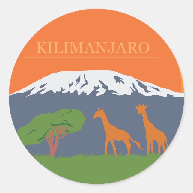 Kilimanjaro Runder Aufkleber (Vorderseite)