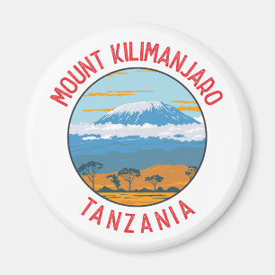 Kilimanjaro Tansania Distressed Circle Magnet