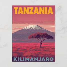 Kilimanjaro Tanzania Retro Travel Postkarte