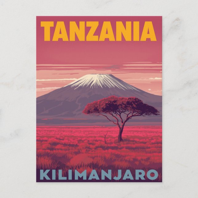 Kilimanjaro Tanzania Retro Travel Postkarte