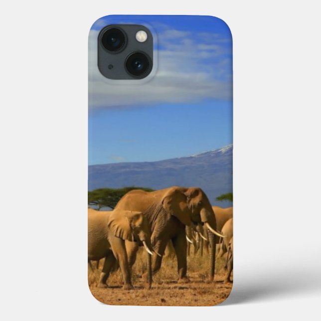 Kilimanjaro und Elefanten Case-Mate iPhone Hülle (Rückseite)