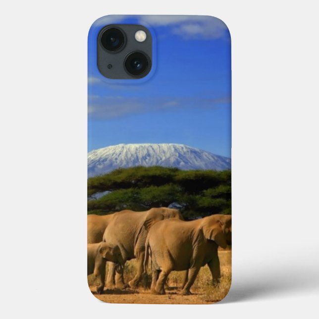 Kilimanjaro und Elefanten Case-Mate iPhone Hülle (Rückseite)