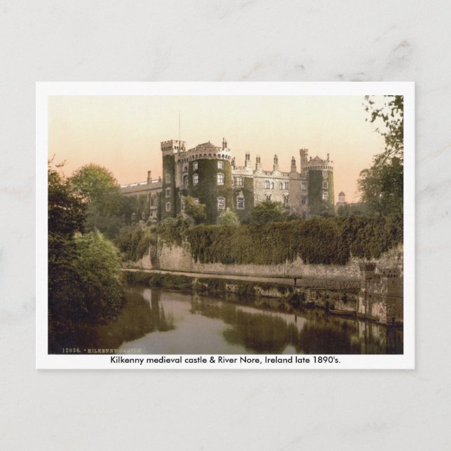 Kilkenny Castle & River Nore, 19. Jahrhundert Postkarte (Vorderseite)