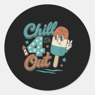 Kill 4. Out - Funny Retro 4. Juli Eiscreme Runder Aufkleber