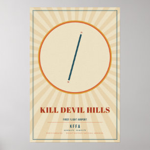 Kill Devil Hills FFA Flugplatzkarte Poster Retro