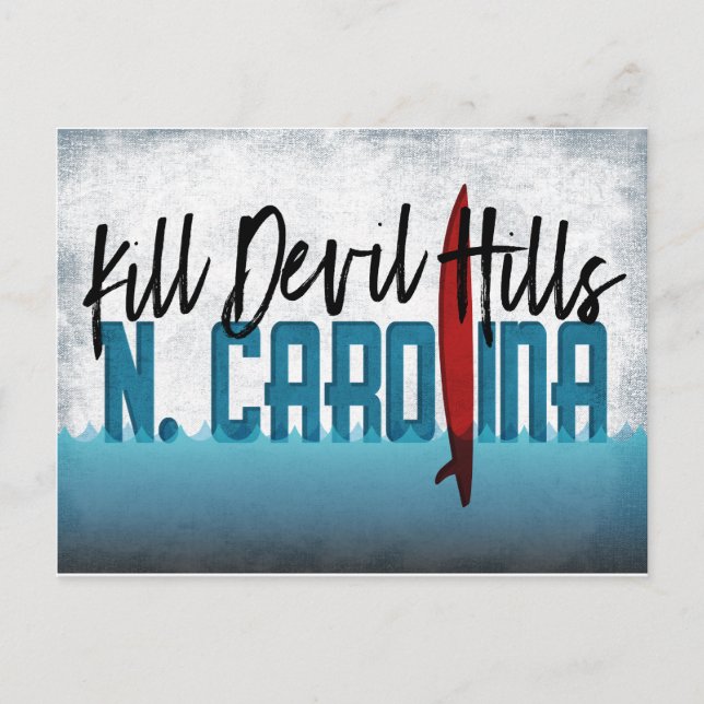 Kill Devil Hills Postcard North Carolina Surfboard Postkarte (Vorderseite)
