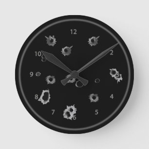 Kill The Time Gunshots Holes Wall Clock Runde Wanduhr