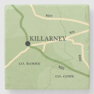 Killarney Landkreis Kerry Ireland Road Map Steinuntersetzer