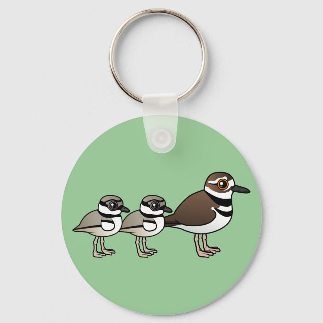 Killdeer und zwei Küken Schlüsselanhänger (Vorderseite)