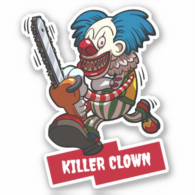Killer Clown Halloween Horror Chainsaw Cartoon Aufkleber (Vorderseite)