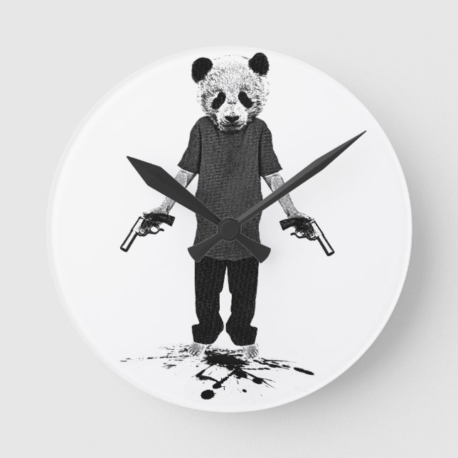 Killer Panda Runde Wanduhr (Vorderseite)