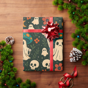 Killer Shroom Skull & Blume Muster Geschenkpapier
