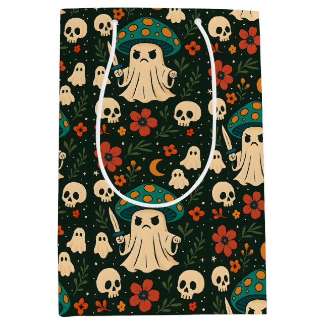 Killer Shroom Skull & Blume Muster Mittlere Geschenktüte (Vorderseite)