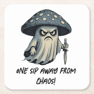 Killer 'Shroom - Spooky Ghost with Knife Rechteckiger Pappuntersetzer
