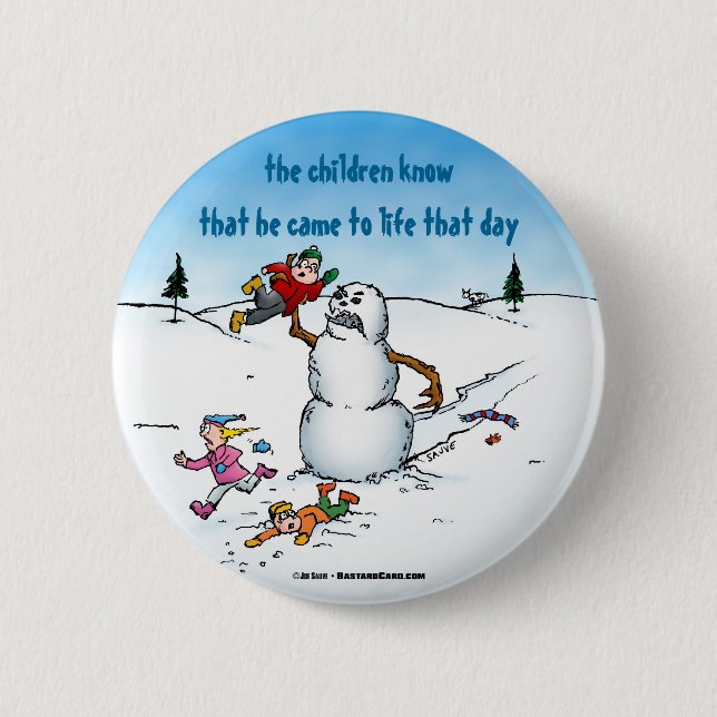 Killer Snowman Funny Cartoon Button (Vorderseite)