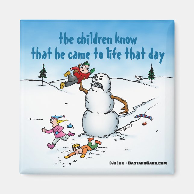 Killer Snowman Funny Cartoon Magnet (Vorne)