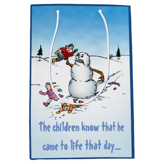 Killer Snowman Funny Cartoon Weihnachtsgeschenk Ta Mittlere Geschenktüte (Vorderseite)