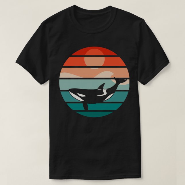 Killer Wal Retro Sonnenuntergang T-Shirt (Design vorne)