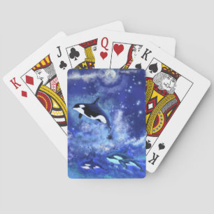 Killer Wale auf Vollmond Blue Playing Cards Gesche Spielkarten