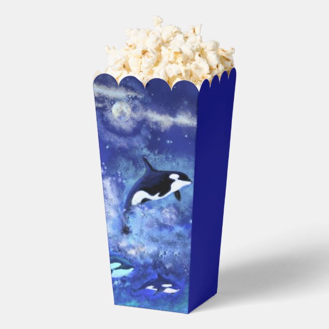 Killer Wale auf Vollmond Popcorn Box Geschenkschachtel (Geplatzt)