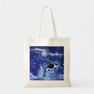 Killer Whale auf Blue Full Moon Tote Bag Tragetasche