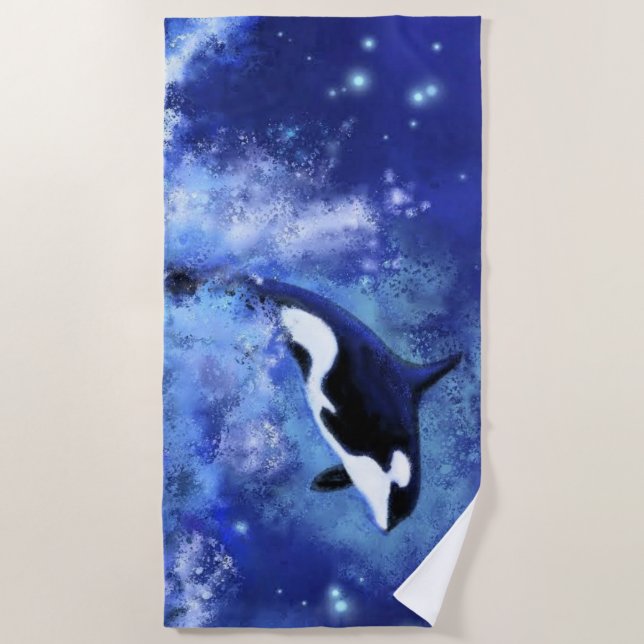 Killer Whale auf Vollmond - Zeichnend Badetuch (Vorderseite)