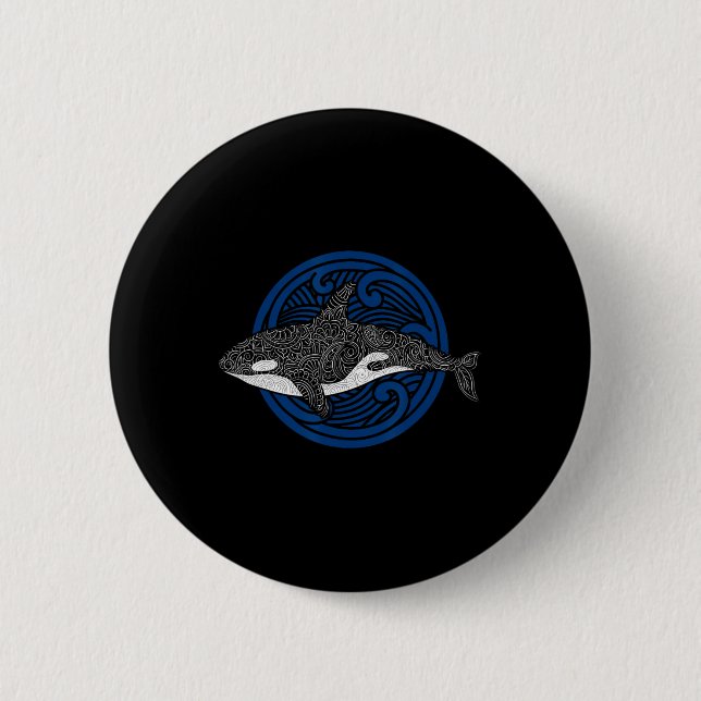 Killer Whale Design Ocean Waves Men Boys Kinder Or Button (Vorderseite)