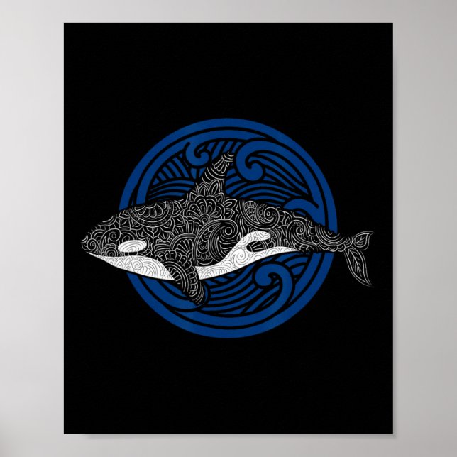 Killer Whale Design Ocean Waves Men Boys Kinder Or Poster (Vorne)
