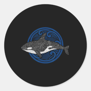 Killer Whale Design Ocean Waves Men Boys Kinder Or Runder Aufkleber