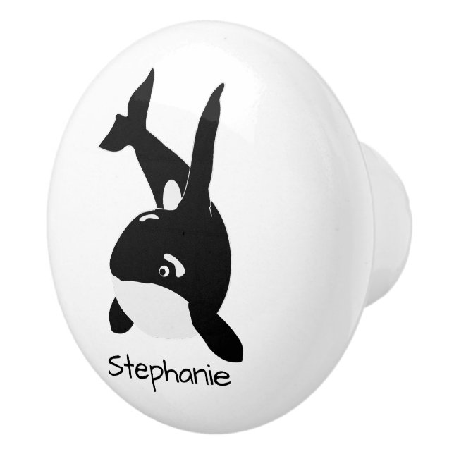 Killer Whale Design Personalised Keramikknauf (Rechts)