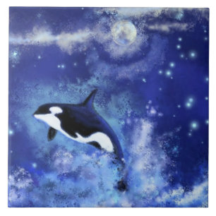 Killer Whale Keramik Tile Blue Vollmond Fliese