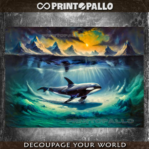 Killer Whale (Orca) in der eisigen Unterwasserwelt Seidenpapier